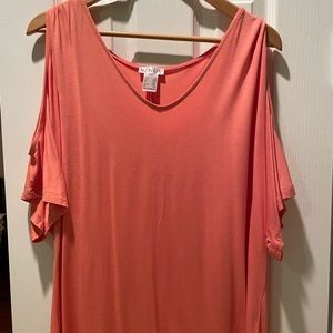 Coral Venus top with cut out shoulders